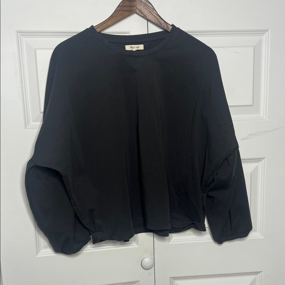 Madewell Dark Gray Long Sleeve Shirt Balloon Sleeves Large